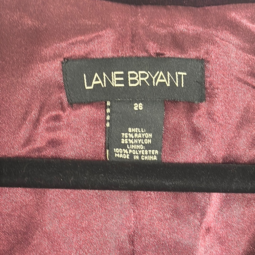 Lane Bryant Burgundy Wine Crushed Velvet Button Front Blazer Boho Office Size 26 - Picture 8 of 9